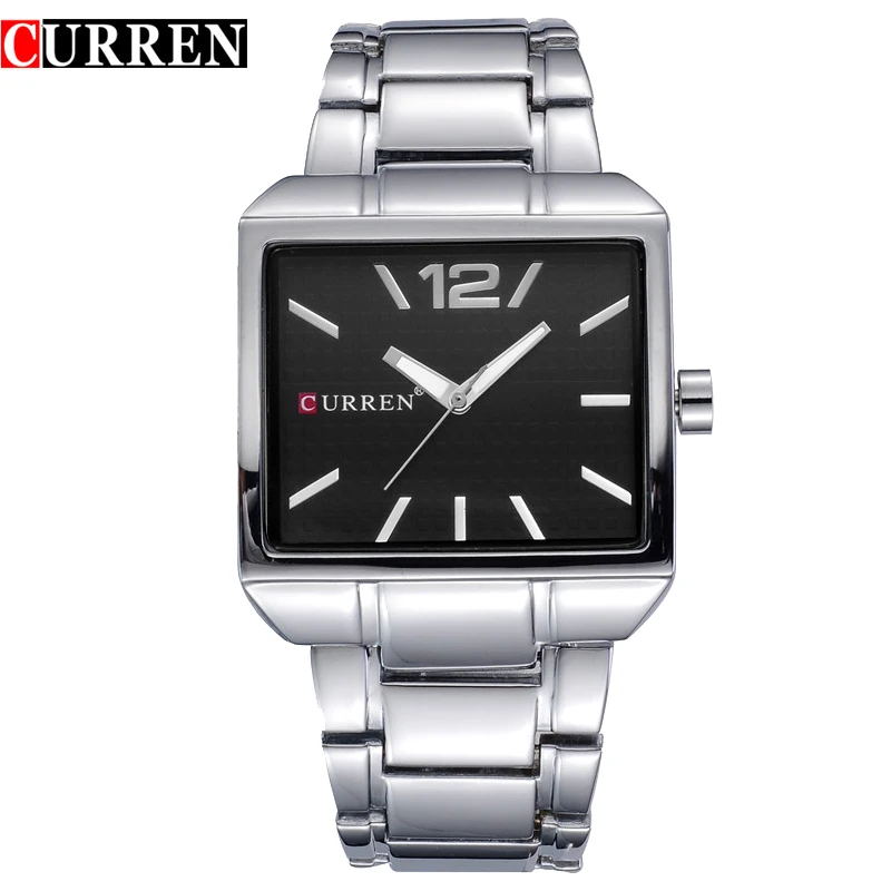 

2017 Custom Brand Watch Men Sports Private Label Watch Manufacturers Curren 8132 Square Watches, Black white