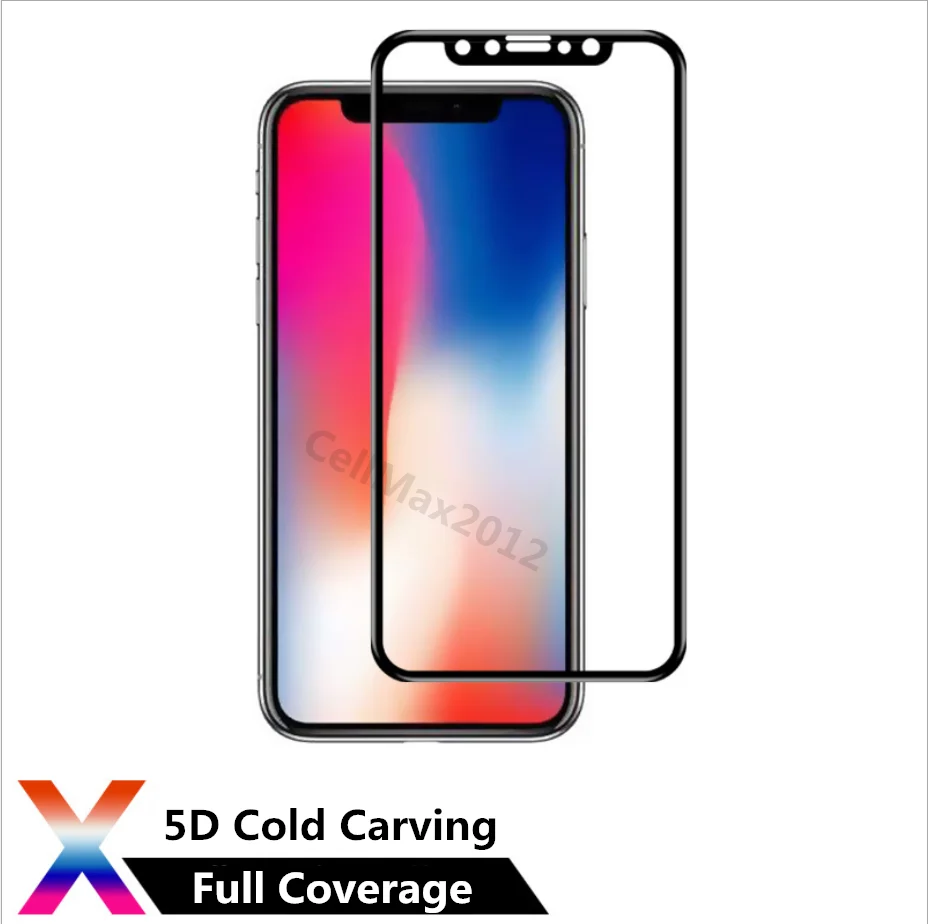 

5D Curved Full coverage Tempered Glass Screen Protector For Apple iPhone X 5.8, Transparency 99% color