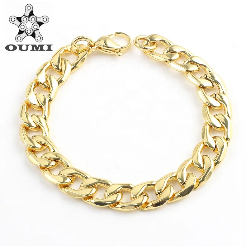 

OUMI Factory Classic Stainless Steel 14k Gold Cuban Link Stainless Steel Bracelet Unisex