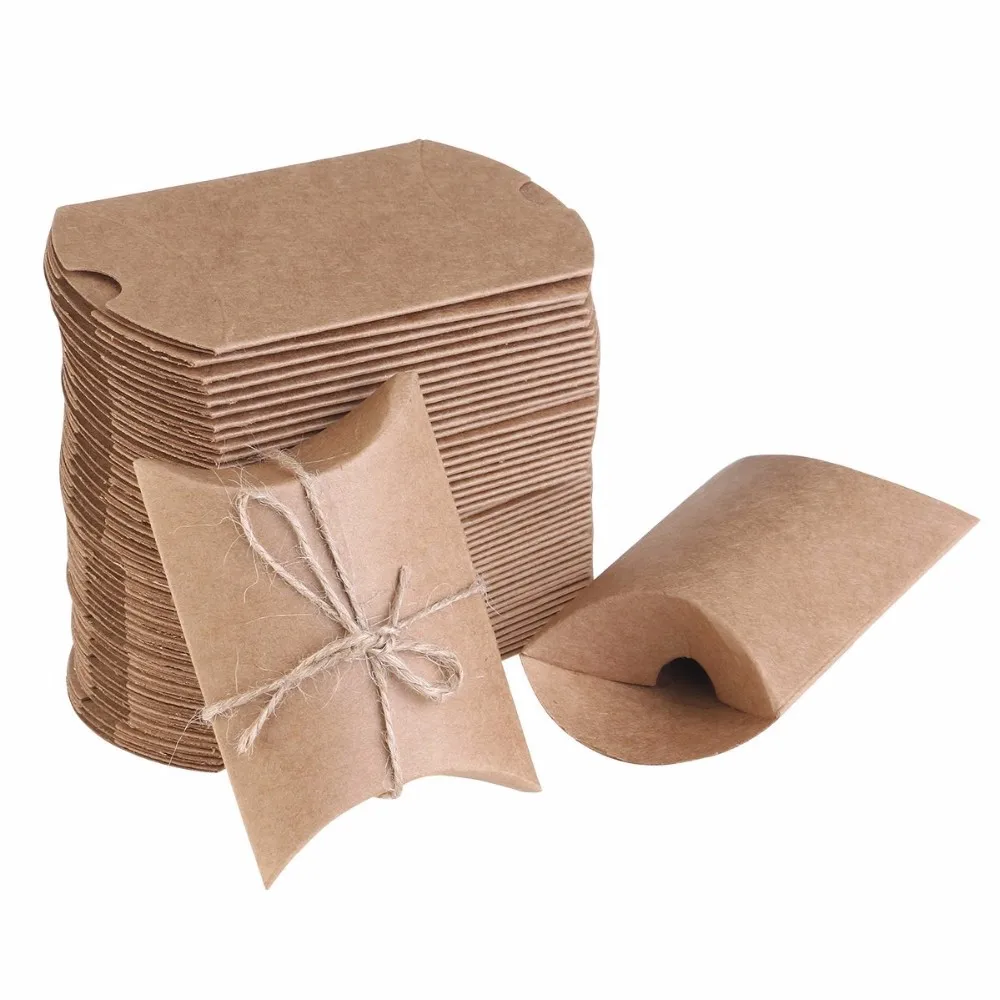 Recycle Custom Printed Rope Tie Kraft Paper Pillow Box - Buy Kraft ...