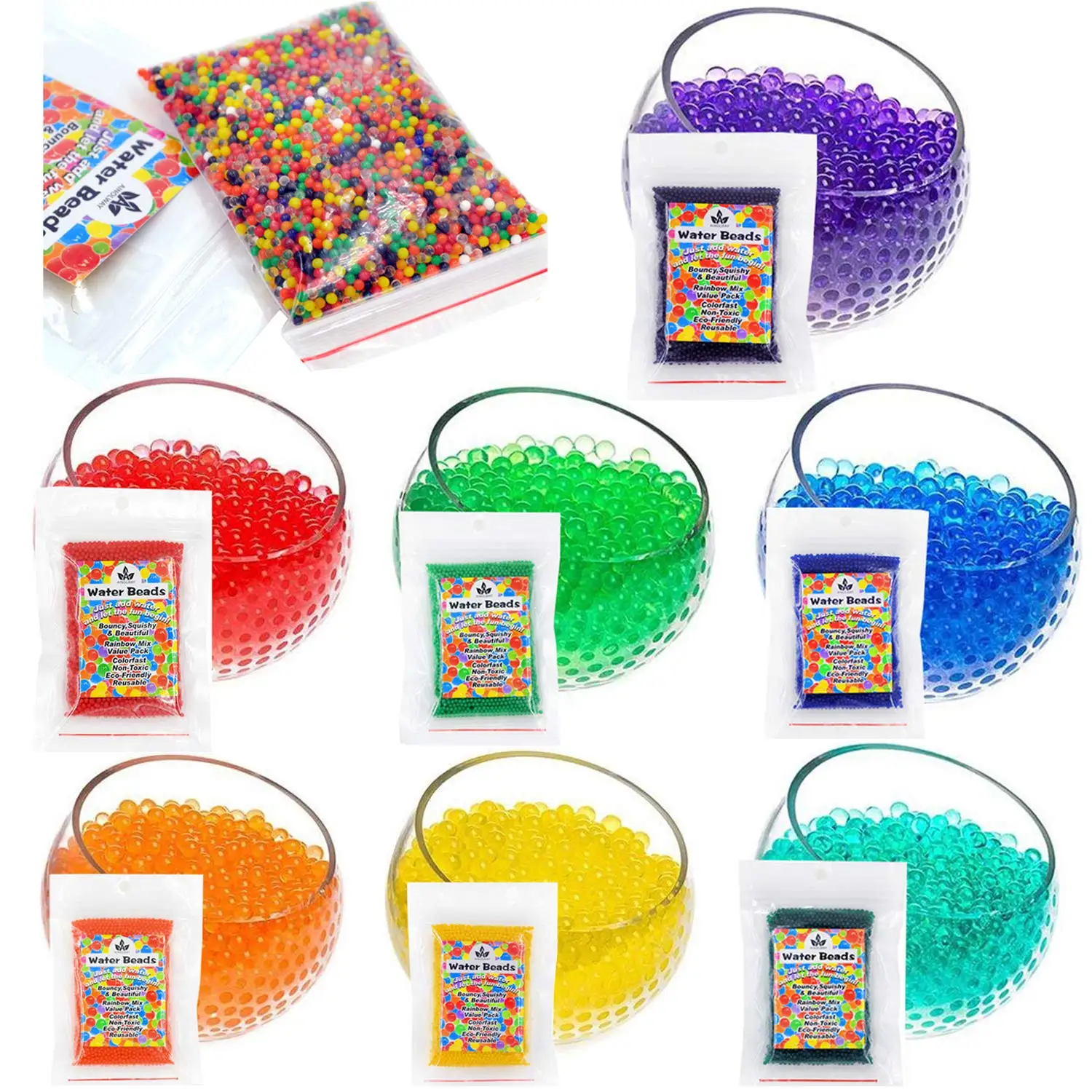 Non toxic Rainbow Pearl Crystal Shape Water Beads For Plant Growing