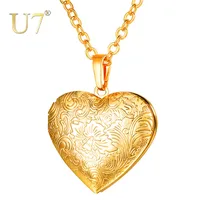 

U7 Free Shipping Valentines Gift Antique Jewelry 18K Gold Plated Women Picture Heart Locket Necklace