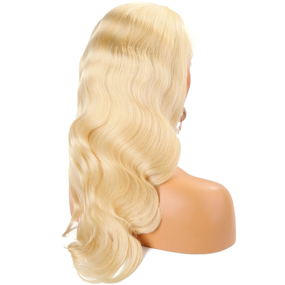 

Premier 13X4 Pre Plucked Hairline 150% Density 613 Blonde Body Wave Brazilian Human Hair Lace Frontal Wig
