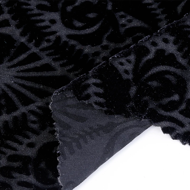 
2020 Shaoxing New Fashion Design Custom 4 Way Jersey Burnout Velvet Stretch Fabric For Dress Garments 