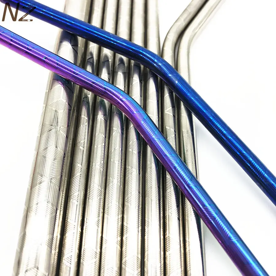 

Free sample New Design Pattern Straw Stainless Steel With Straw Cleaning Brush, Rainbow;silver;purple;blue;gold;rose gold