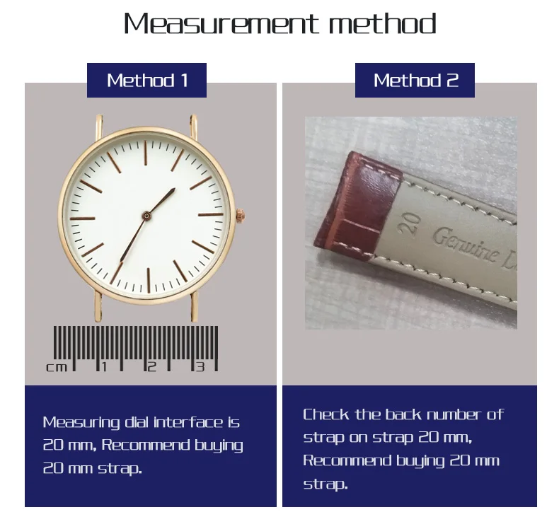 Custom Soft Calf Genuine Leather Men Strap Watch Watchband 