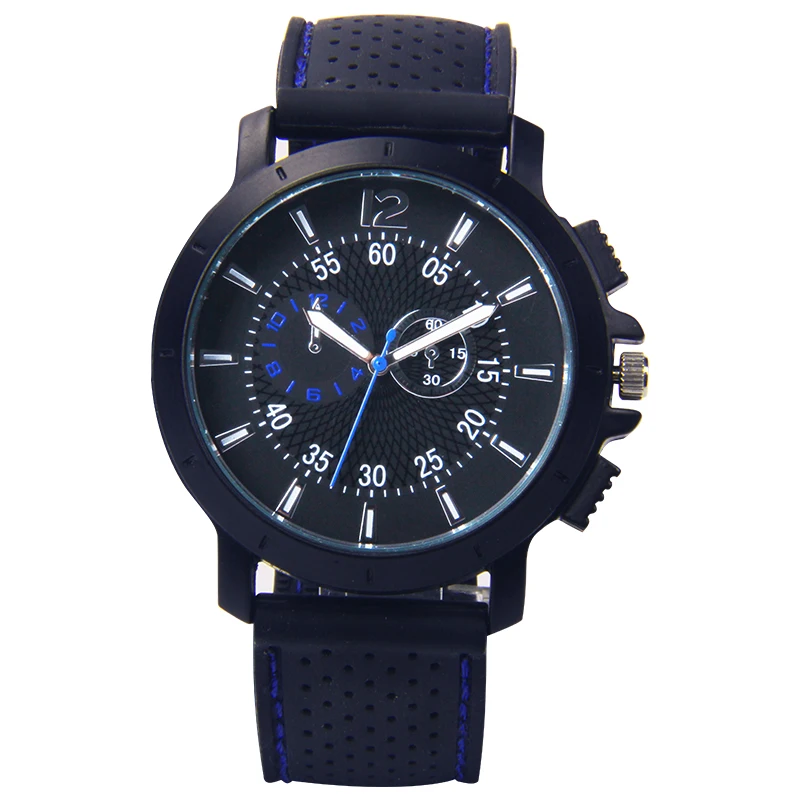 

Hot Sale Geneva Silicone strap Men Sports wrist watches, 5 colors
