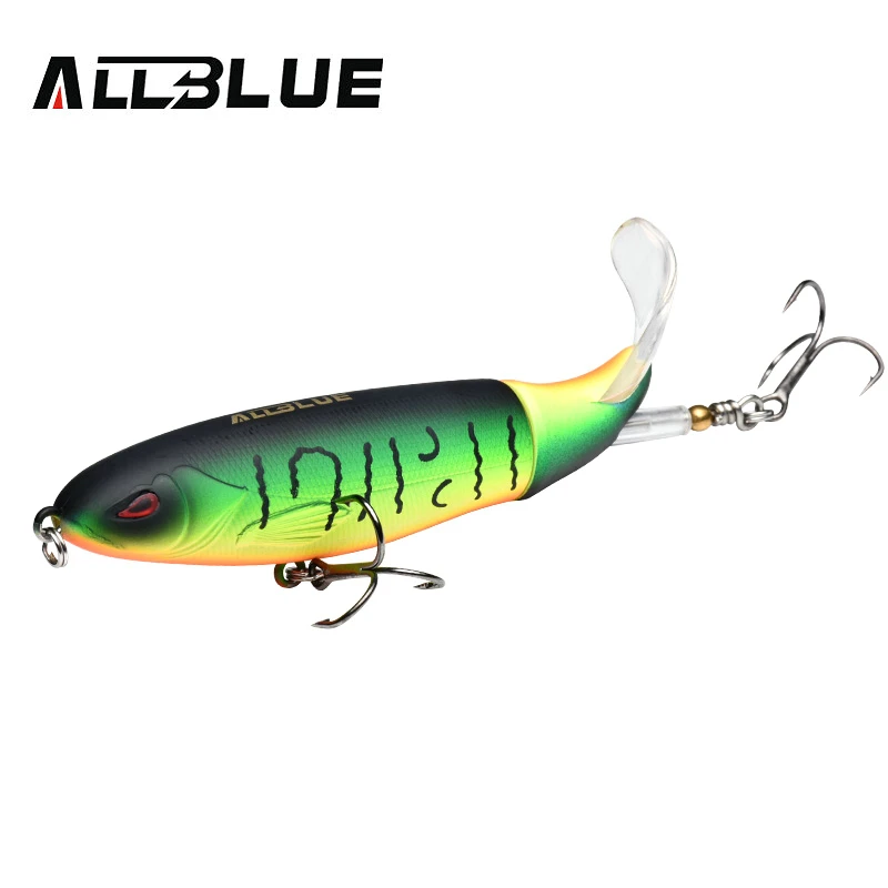 

AllBlue New Topwater Whopper Popper Fishing Lure 19g 11cm Artificial Bait Hard Fishing Plopper Soft Rotating Tail Fishing Tackle, 8 colors