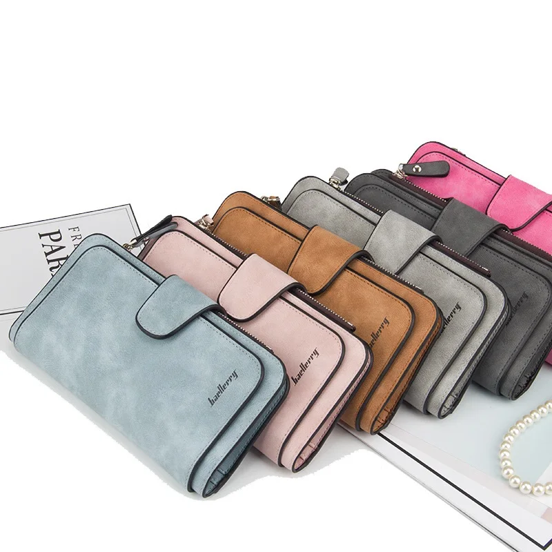 

Hot selling korean fashion vintage nubuck leather tri fold baellerry carteira ladies wallet for women, Brown,dark grey, light grey, pink, blue, hot pink