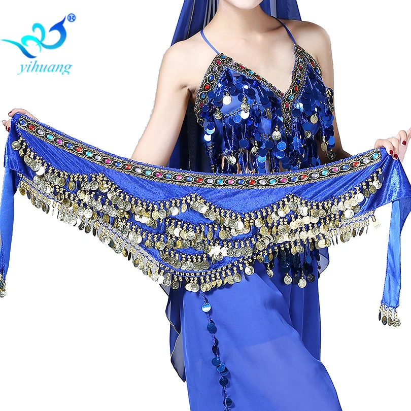 

High Quality 2018 Hot Sale Sexy Chiffon Gold Sequins Belly Dance Hip Mini Skirt Scarf Wrap Belt For Women & Girls, Many colors