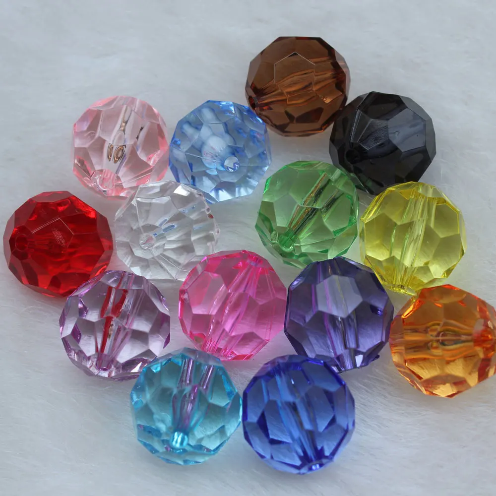 4-20MM Transparent Acrylic Faceted Round Beads Loose Spacer Beads for DIY Jewelry Making