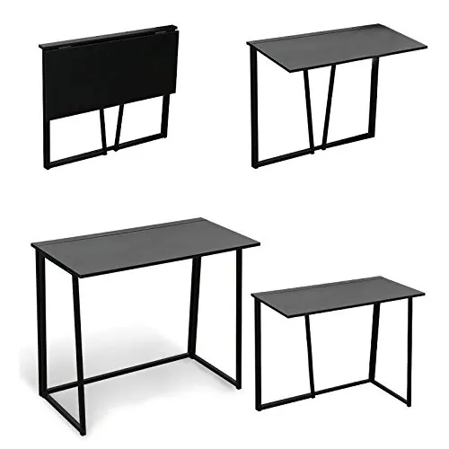 Compact Folding Computer Desk Laptop Desktop Table In Black For