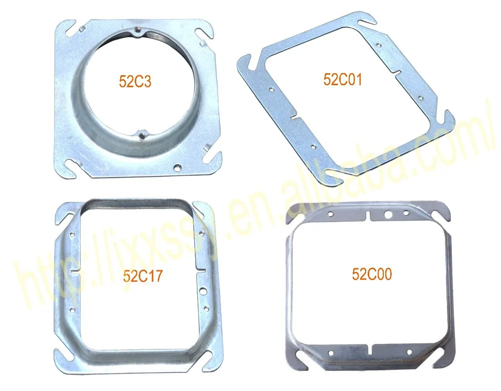 4x4 Square Galvanized Steel Plaster Ring 1/2