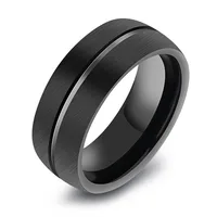 

316l anillo de acero inoxidable Stainless Steel Ring Band Silver Recessed Line Vintage Tungsten Ring
