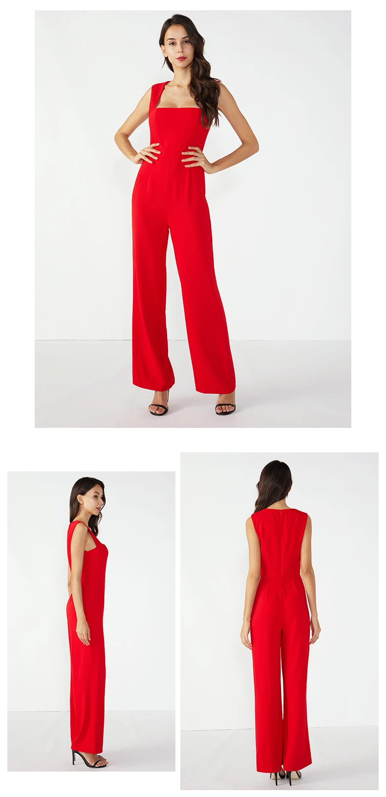 Red Casual Sleeveless Long Ladies Jumpsuit for women