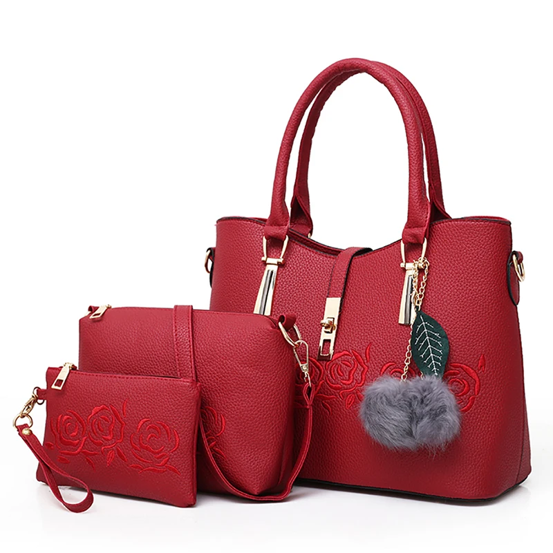 

Women Handbags 2019 New Models Purses And Handbags Leather Hand Bags Women Handbags For Ladies 3 in 1 set, 5 colors