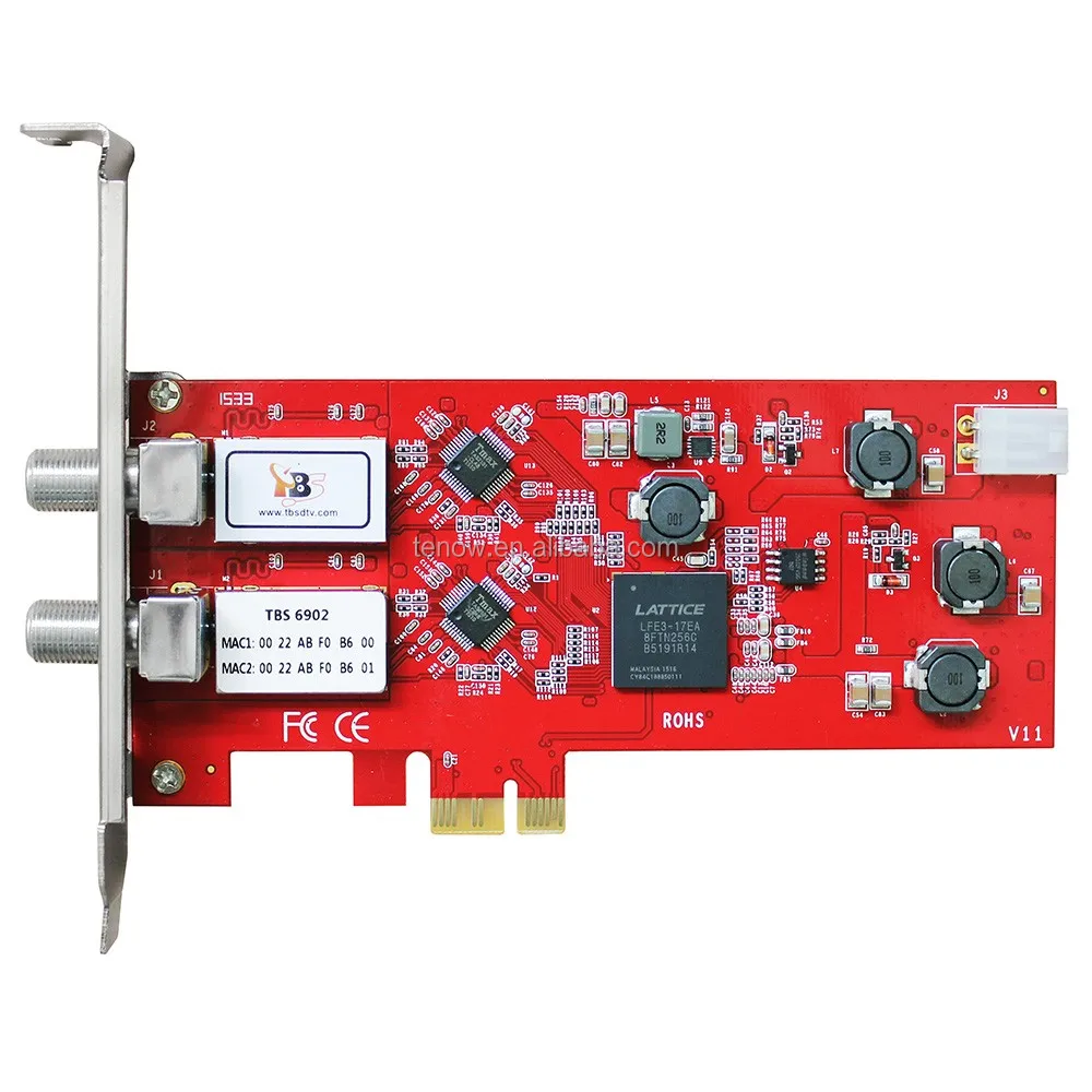 

Hot Sell TBS6902 DVB-S2 Dual Tuner PCIe Card for HD and SD Digital Satellite TV Receiving on PC, Red