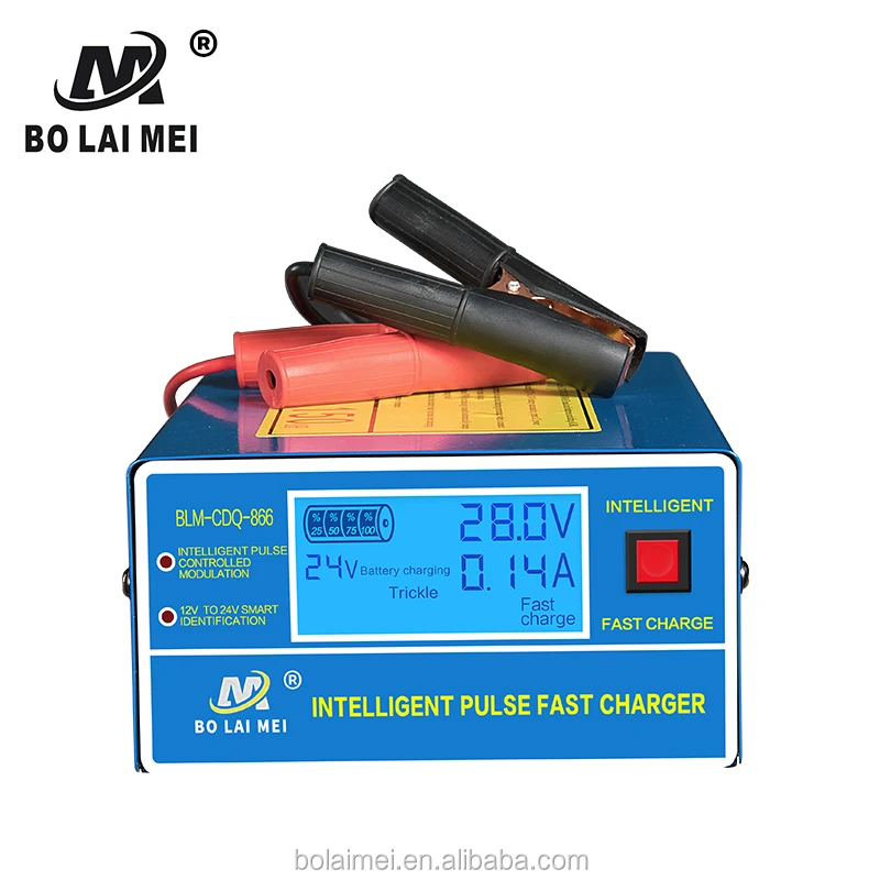 

Automatic 12V/24V Battery Charger LED Display 4-stage Intelligent Pulse Repair Charger For All Lead Acid Battery