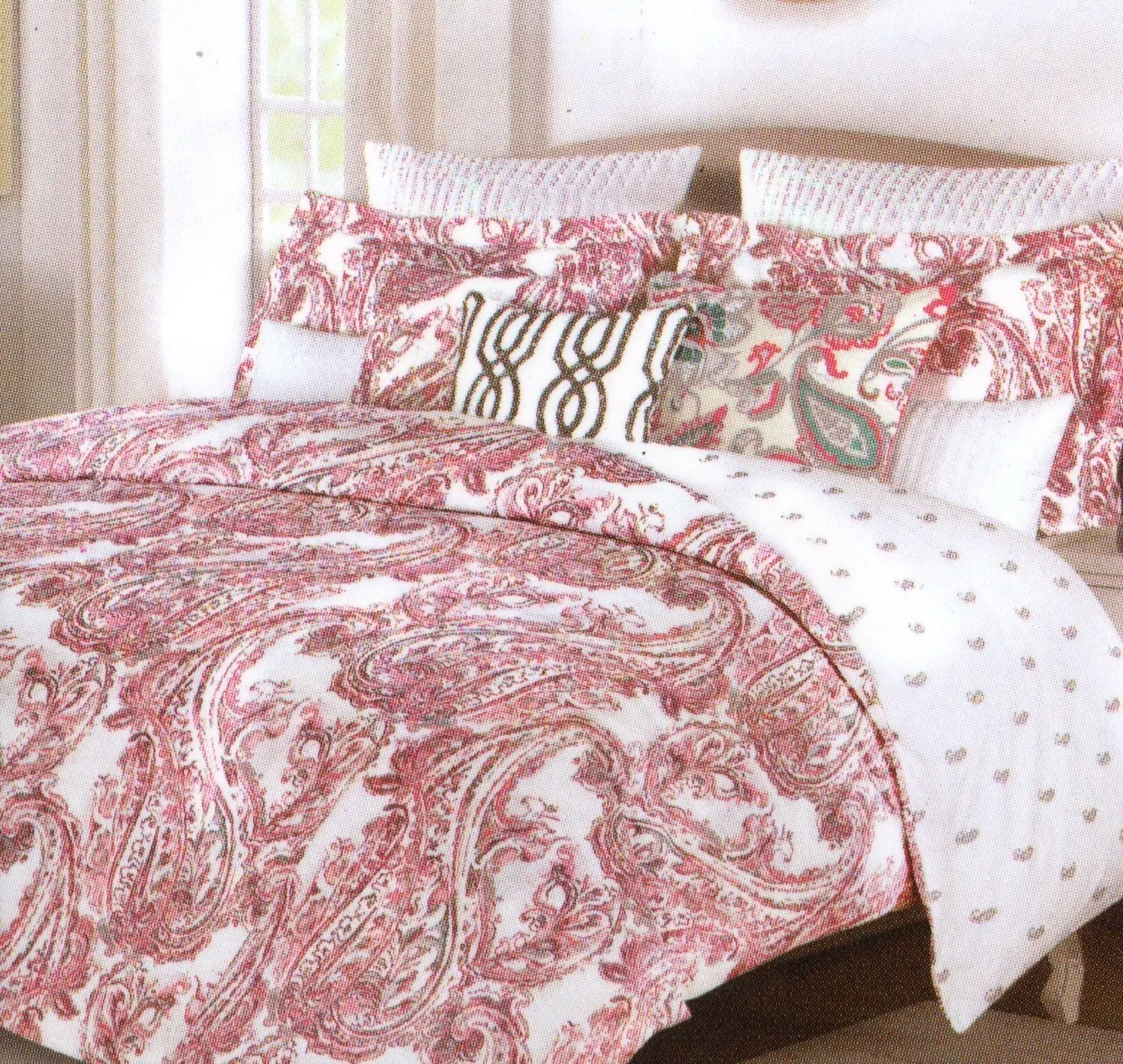 Tahari Home Zanna Paisley Coral Pink Grey Full Queen 3pc Duvet Cover Set Large Scale Floral Paisley Medallion Gray Blush Salmon Pink Sorbet Boteh Style