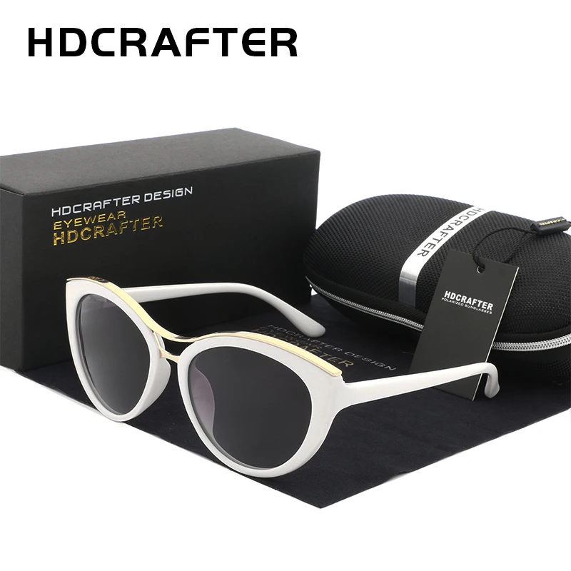 

HDCRAFTER cat eye sunglasses women brand designer 2017 Polarized sunglasses White Frame Gradient Driving Sun Glass