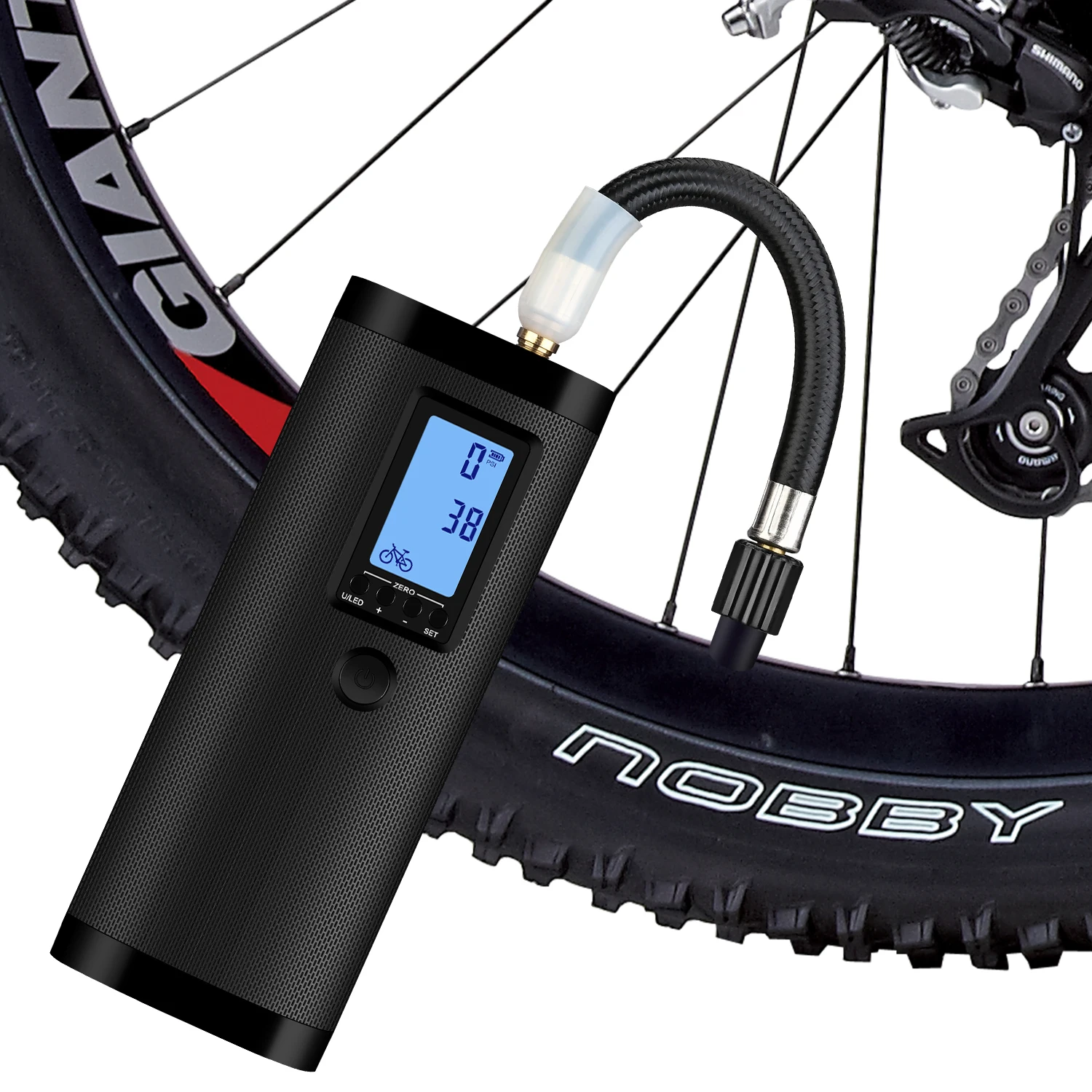 

Walmart electric inflator air pump for bike car tire approval bicycle accessories with CE FCC RoHS, Black
