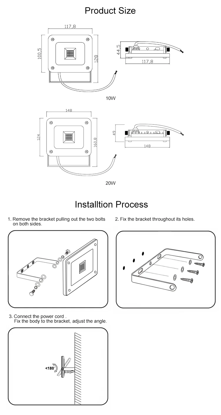 New product high power IP65 Outdoor SMD 10w 20w led flood light with microwave sensor