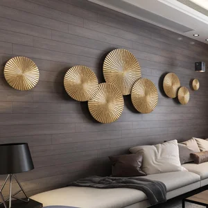 Image of Modern 8 pieces set Gold Sunburst Decorative Wall Hanging Art and Craft Sculpture for Home Decoration Sculpture