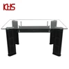 Eco-friend Double Luxuriant Long Tempered Glass Dining Table