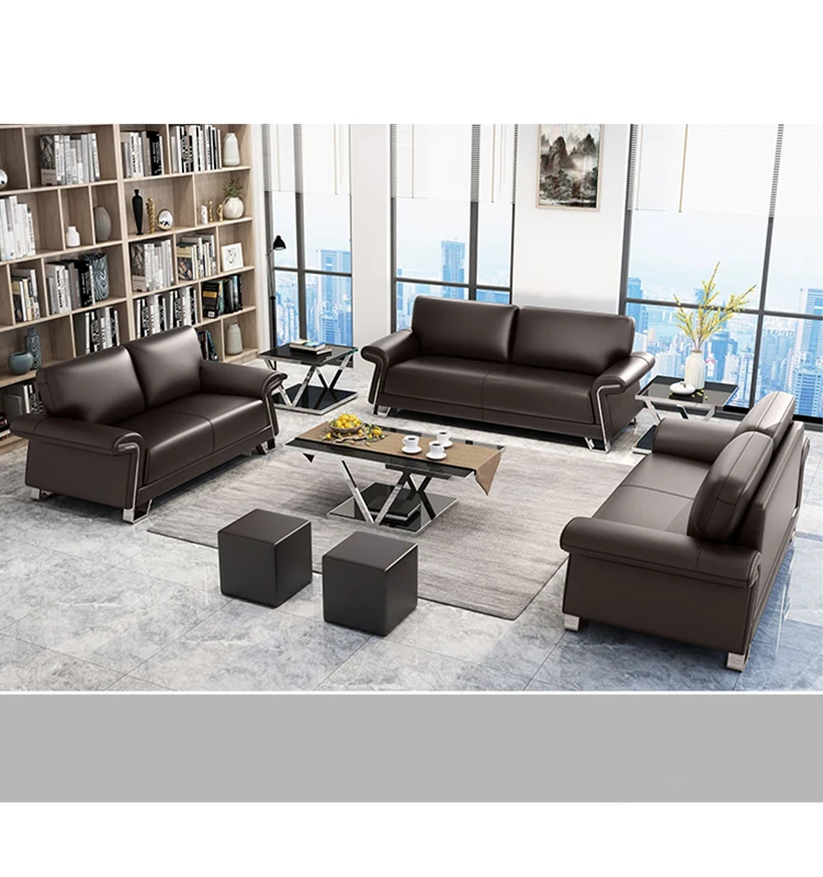 Foshan Office Furniture Parlor Sofa Black Living Room S Modern Set Imported Genuine Leather Style