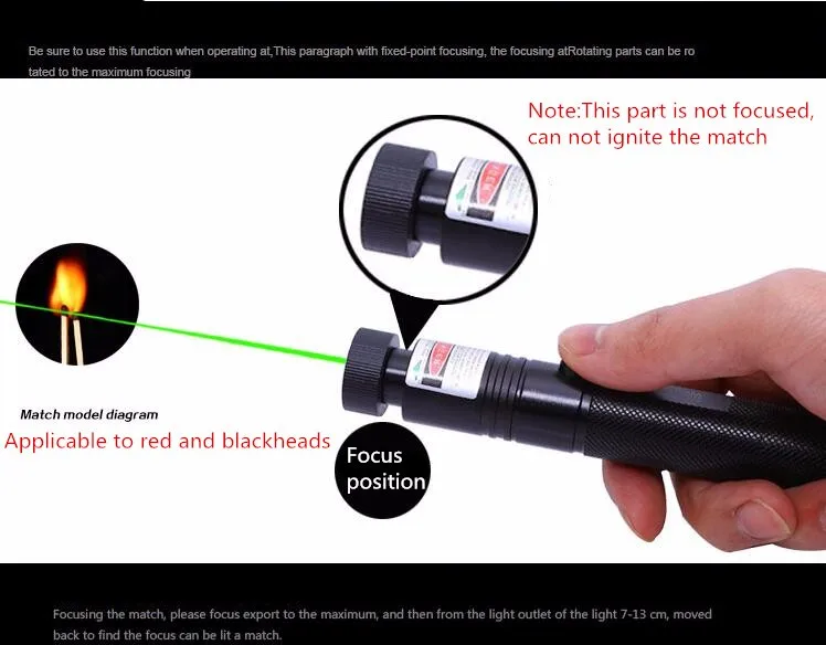 NEW 303 Green Laser Pointer 532nm 5mW Laser Pointer Pen Powerful Burning Match Adjustable Focal Length With Starry Head 11.jpg