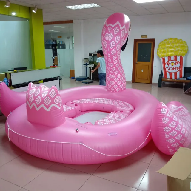

2018 New Design Huge Giant 6 Person Inflatable Lake Toys Pool Float Party Island Water Flamingo Unicorn Peacock Raft, Same as picture