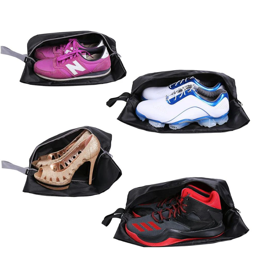 

Travel Shoe Bags Waterproof Nylon With Zipper, Black