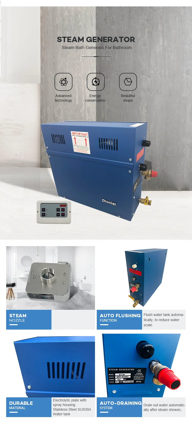 Stainless Steel 12KW Sauna Steam Generator For SPA Sauna Bathroom