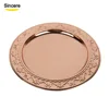 12inch stainless steel wedding charger plate rose gold with flower pattern