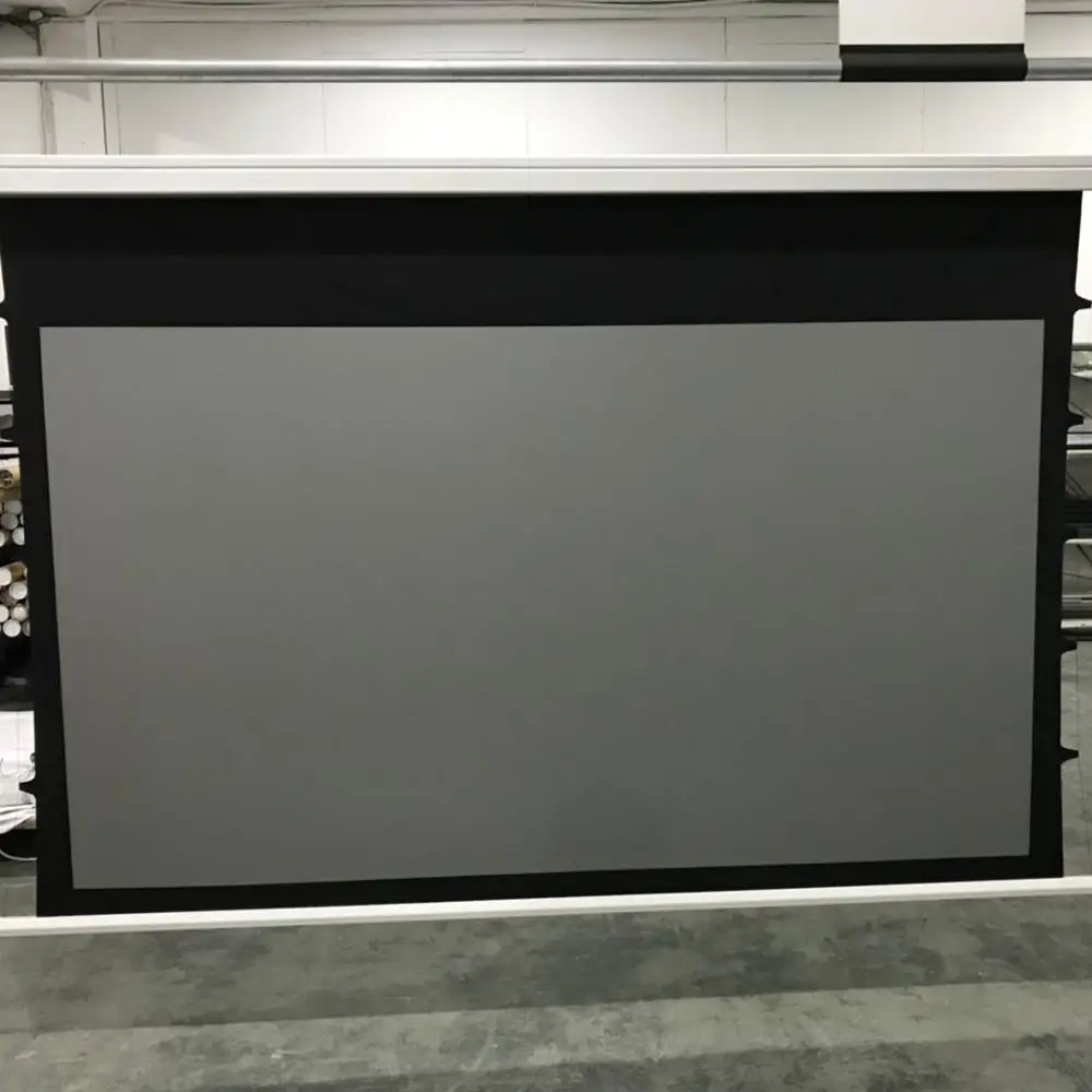 

150 Inch 16:9 Black Diamond ,Black Crystal Ceiling Motorized Tab-Tensioned ALR Projector Screen, Gray