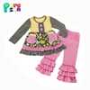Factory direct boutique children's outfits floral pattern ruffle dress and pants fall and winter kids clothes wholesale