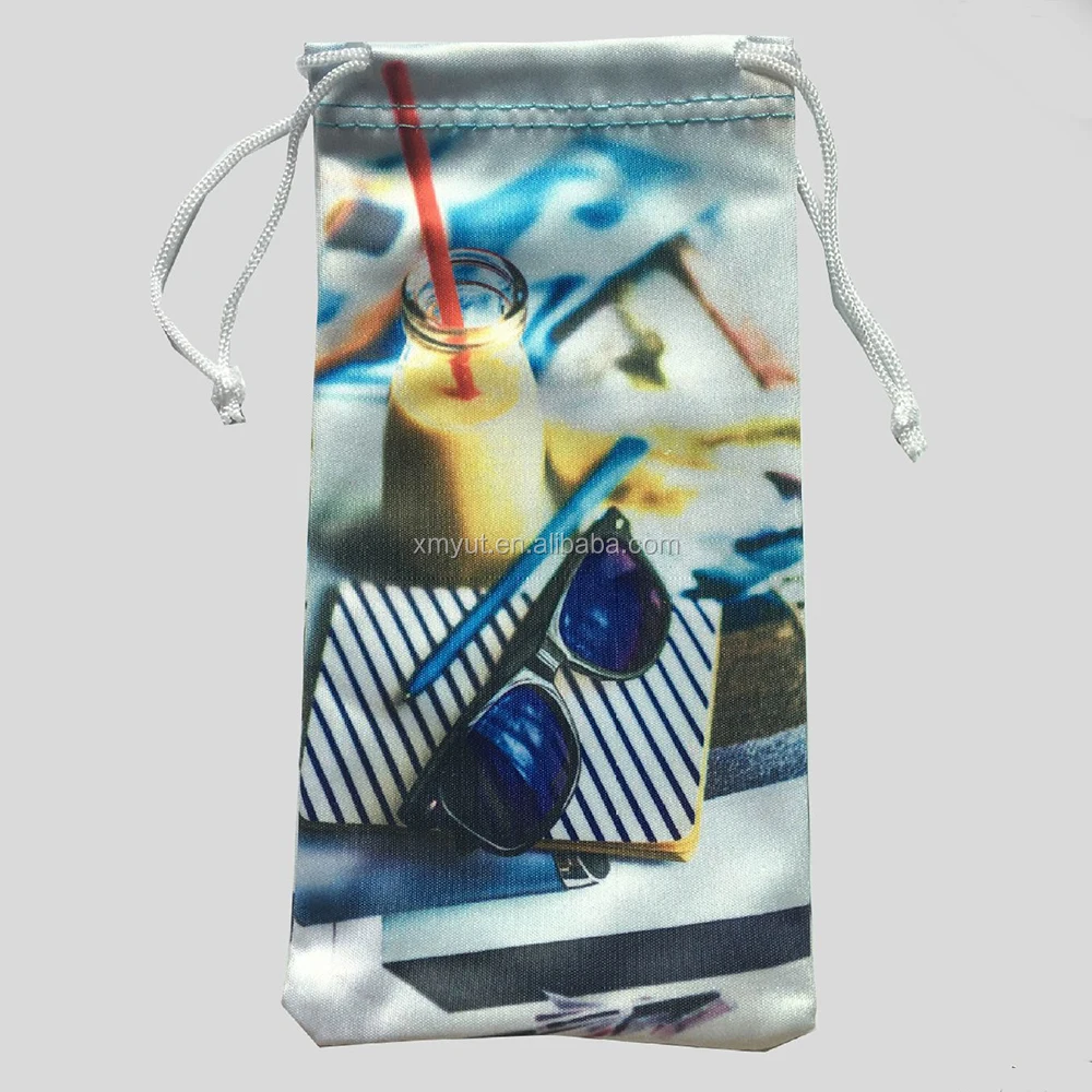 Custom Printed Microfiber Glasses Cloth Bag Fashionable Drawstring Packaging Pouch with Logo for Sunglasses and Accessories