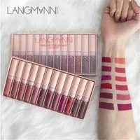 

LANGMANNI 12Pcs/set Liquid Matte Lipstick Makeup Tint Long Lasting Waterproof Sexy Red Velvet Lip Gloss Nude Lip Kit