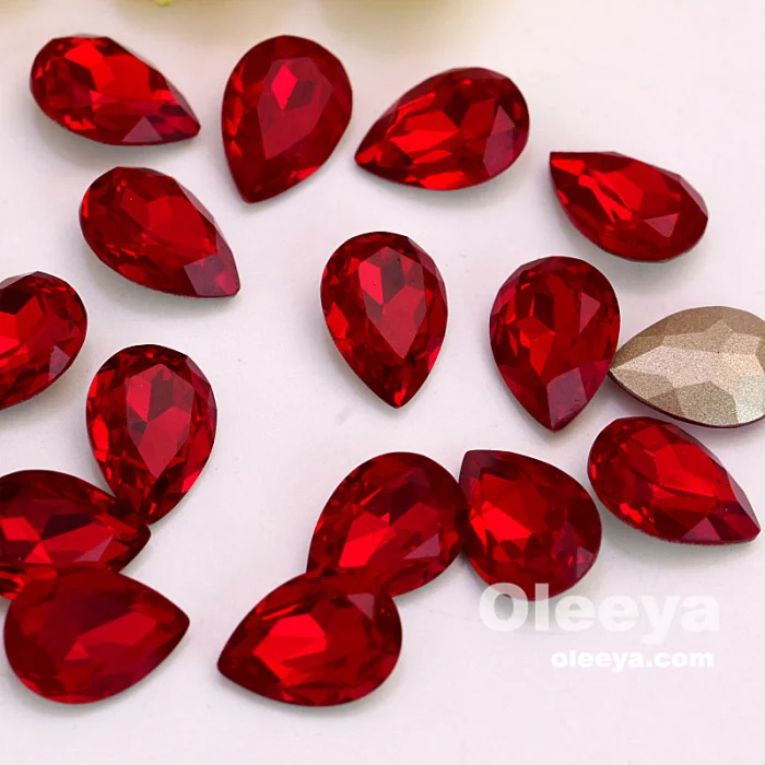 Oleeya Factory Manufacturing 13*18mm Crystal Teardrop Strass Loose Glass Point Back Rhinestones Used for Phones