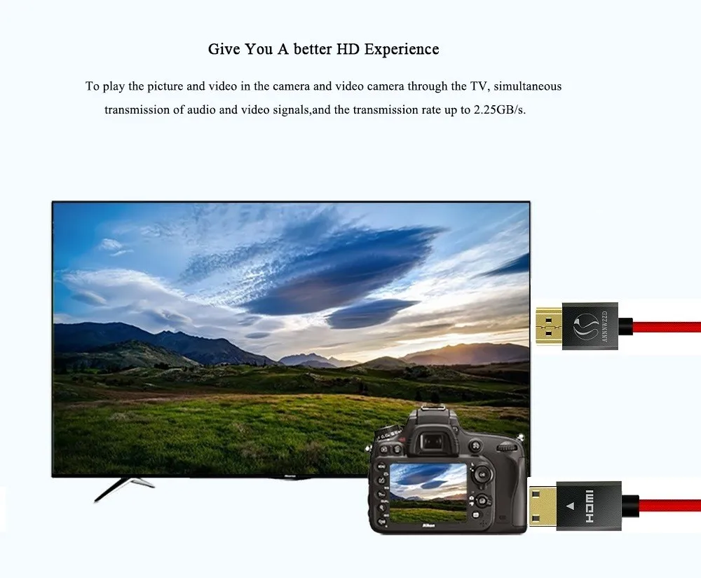 Mini HDMI to HDMI Cable compatible with HDMI (Ultra HD, 4K, 3D, Full HD, 1080p, HDR, ARC, Highspeed with Ethernet) - ANKUX.COM