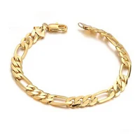 

Wholesale Individuality 3:1 nk Chain Bracelet Men India 18k Gold Plated 7.7mm Cuban Chain Figaro Chain Bracelet