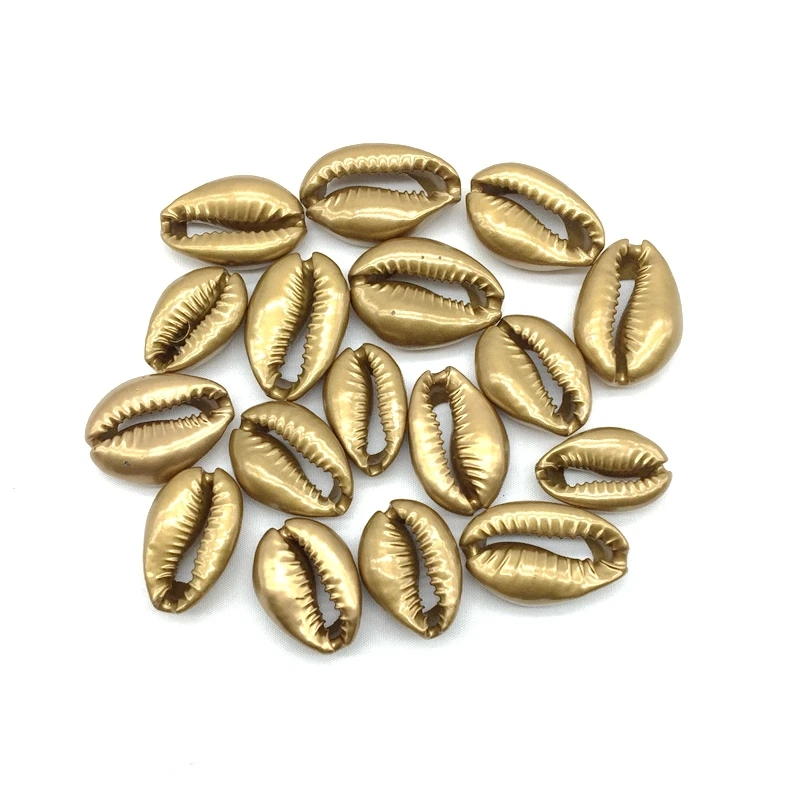 

2019 New Natural Cowrie Shell Beads Craft No Hole Color Plating in Silver Gold Black For DIY Jewelry Making Beach Choker, Gold, black, silver