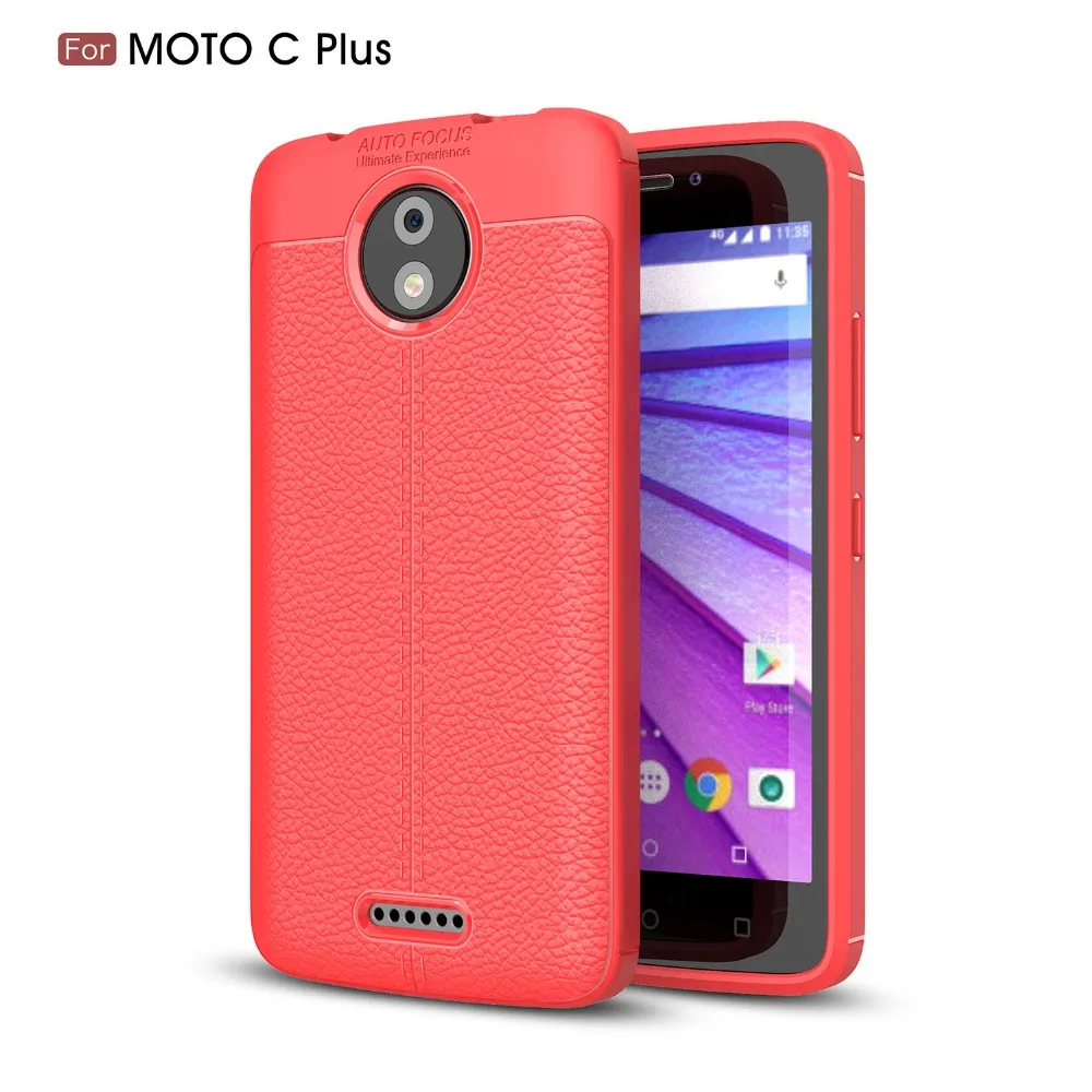 

Hot SALE Relief Case Leather Litchi pattern TPU Soft Cases For Motorola Moto C Plus Back cover, Black,navy,red,gray