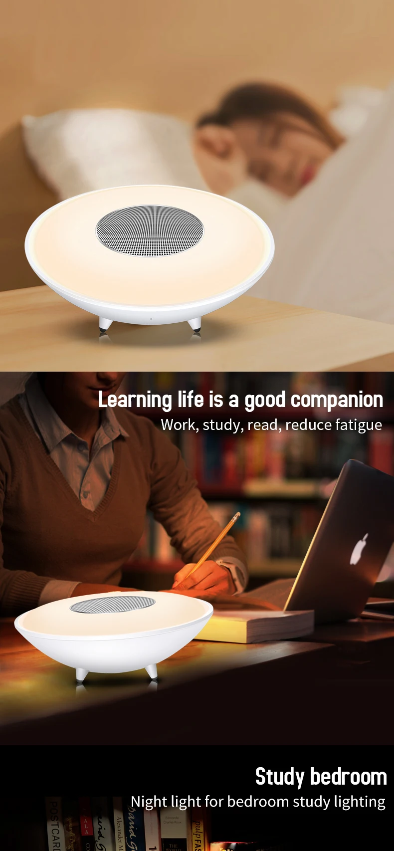 Aomago Bedside Light Emotional LED Table Lamp 5W Wireless Speaker with Hands Free Phone Call - ANKUX.COM