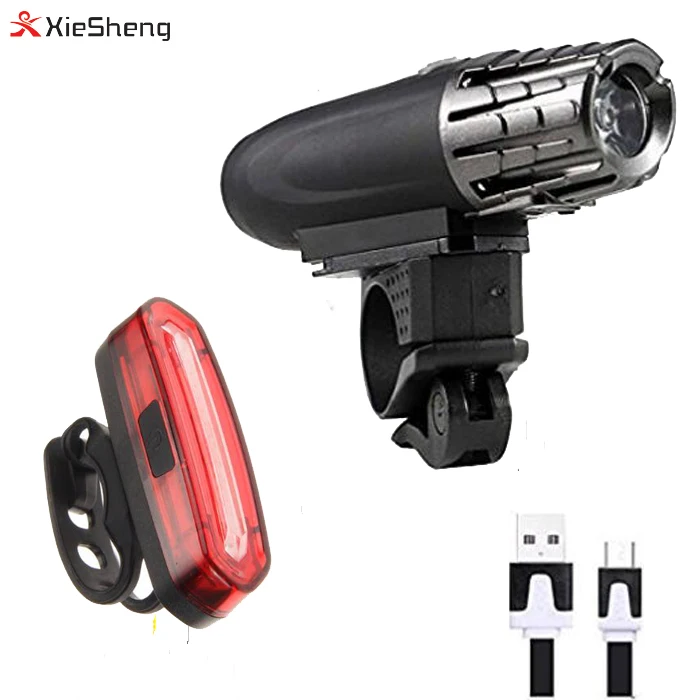

Customized Logo Design Bicycle Rear tail Light Front Light Led 380 Lumen USB Bike Light Set