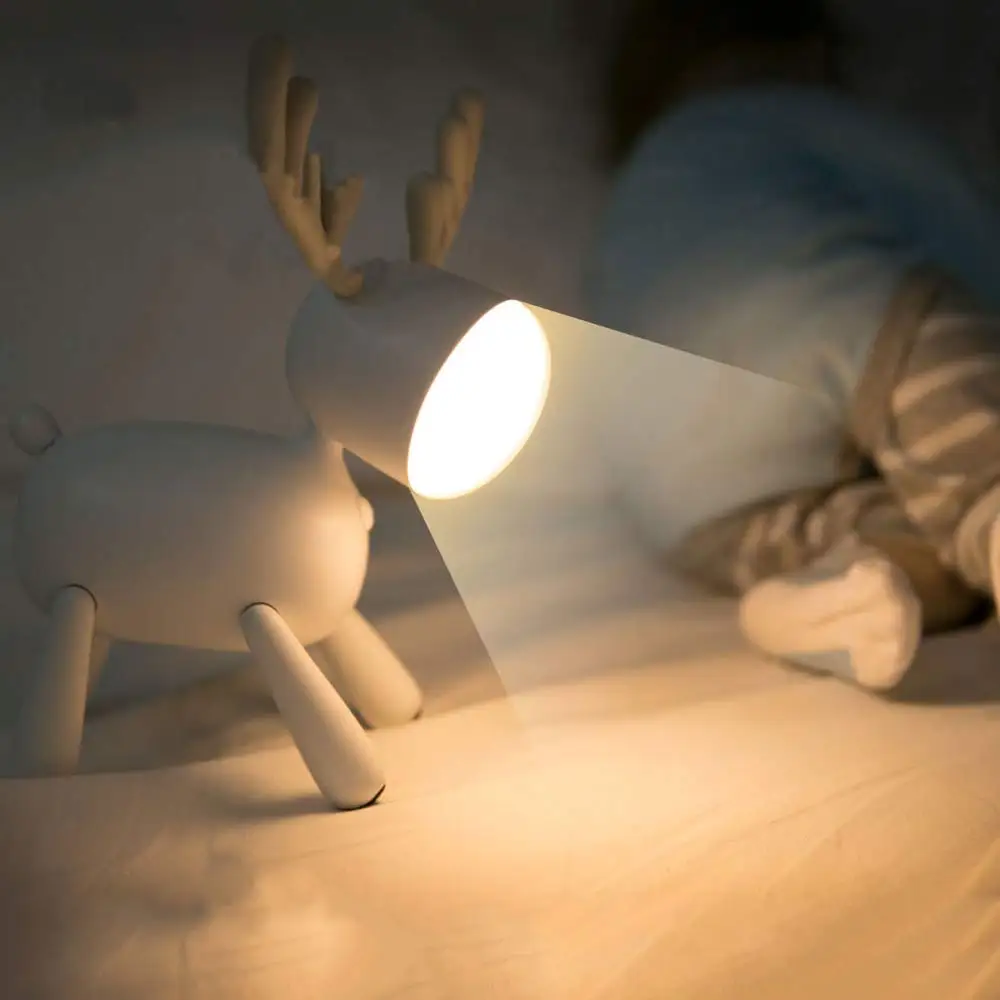 Unique Deer Mood Night Light USB Charging Table Lamp Timing Function 360 Degree Rotation