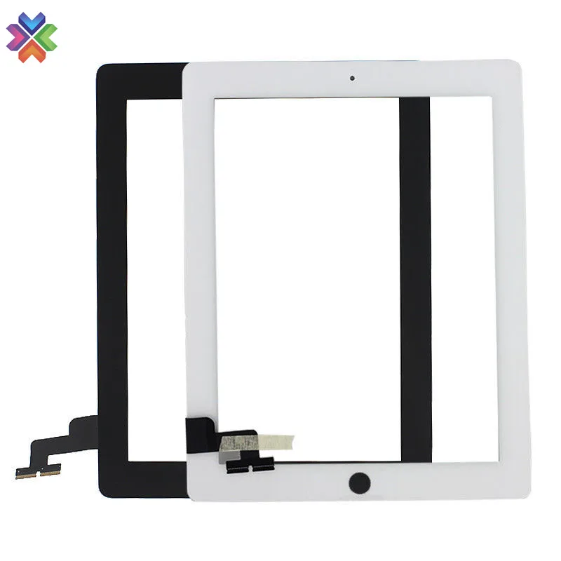 

100% Test and Can Work Replacement For iPad 2 A1395 A1396 A1397 Black Replacement Screen Touch Digitizer+Mid Frame Bezel& Home, Black white