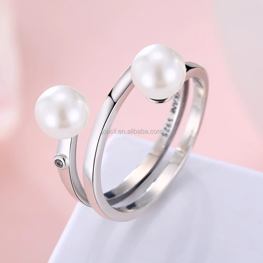 Joacii Butterfly Design S925 Sterling Silver Freshwater Pearl Ring Jewelry