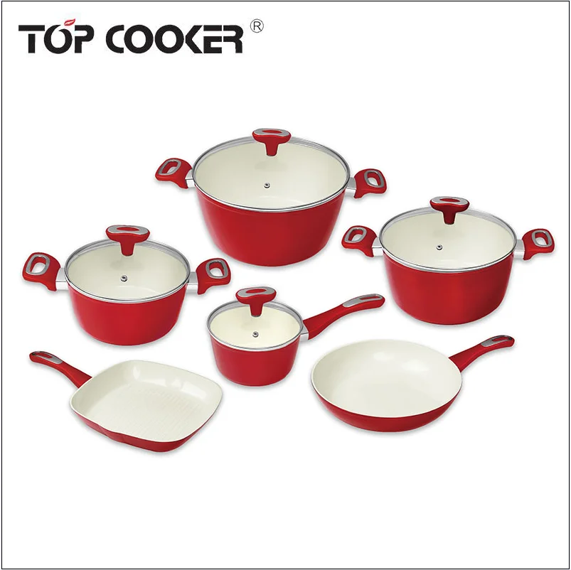 10pcs Aluminum Ceramic Coated Cookware Set Buy Nonstick Cookware