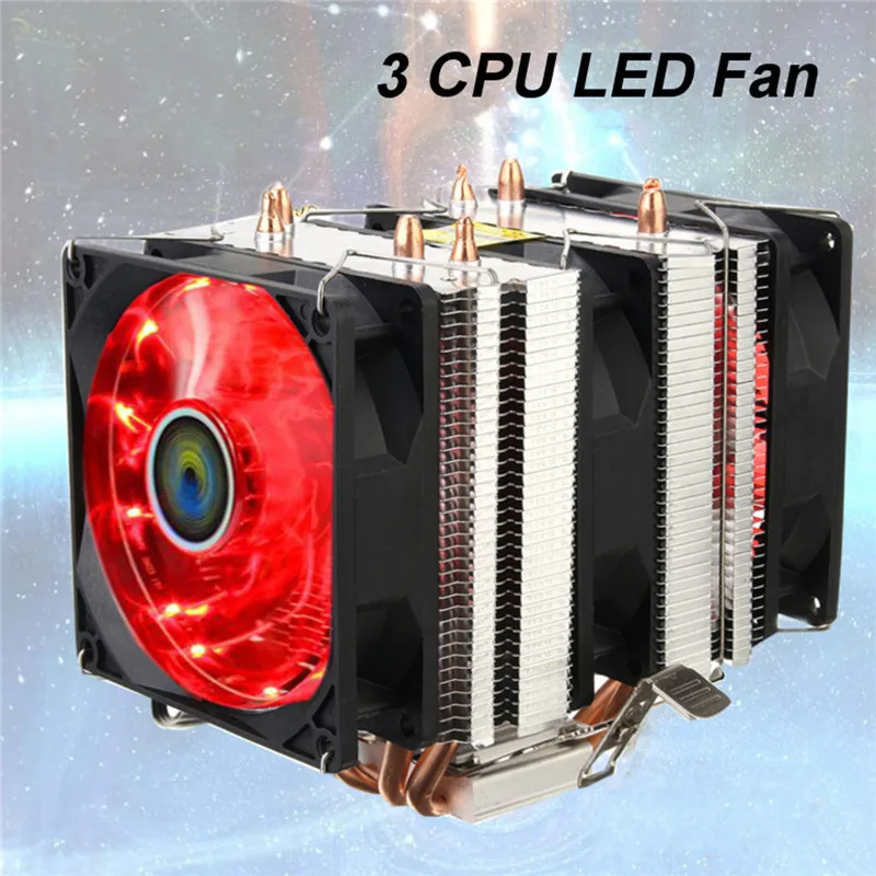 Hot Sale Red LED CPU Cooler Fan 4 Copper Pipe Cooling Fan Aluminum Heatsink for Intel LGA775 / 1156/1155 AMD AM2 / AM2 + /AM3 ED